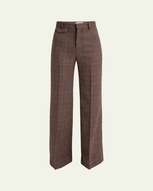 Plaid Wide-Leg Pants